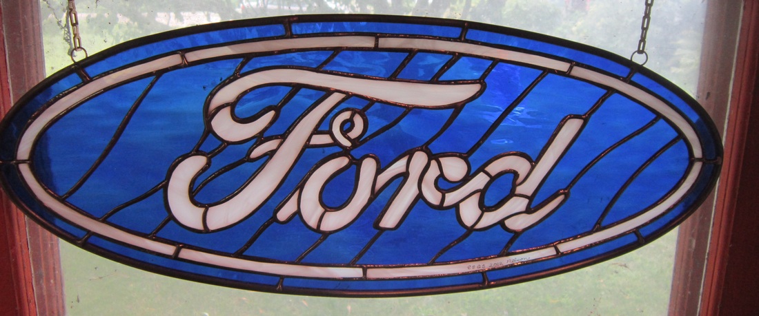 Stained glass ford logo